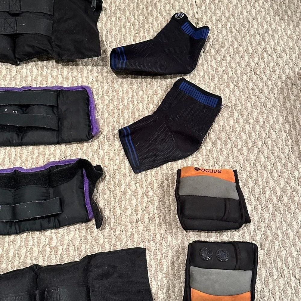 Active Fitness Bundle Adjustable Weighted Ankle Wrist Straps + Accessories - Lot